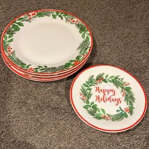 Set of 4 Christmas plates and 4 salad plates! Beautiful for your Christmas Day!